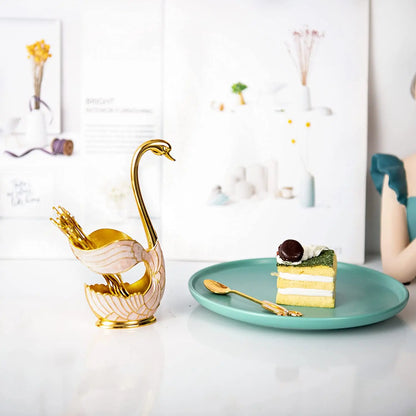 Swan-Shaped Cutlery Holder, Elegant Spoon and Fork Base, Luxury Tableware Storage, Stylish Kitchen Decor and Organizer for Home.