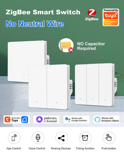 Tuya zigbee 3,0 smart life eu taster lichtsc halter kein neutraler kabel kein kondensator bedarf unterstützung alexa google home yandex alice.