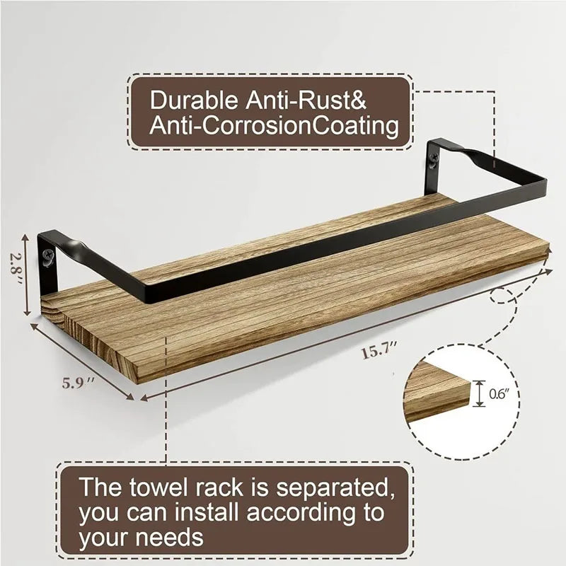 Badezimmerartikel Küche Massivholzbohrung Lagerregal Schwimmende Wandregale Zubehör Organizer Hardwares Hardware Fixture Home