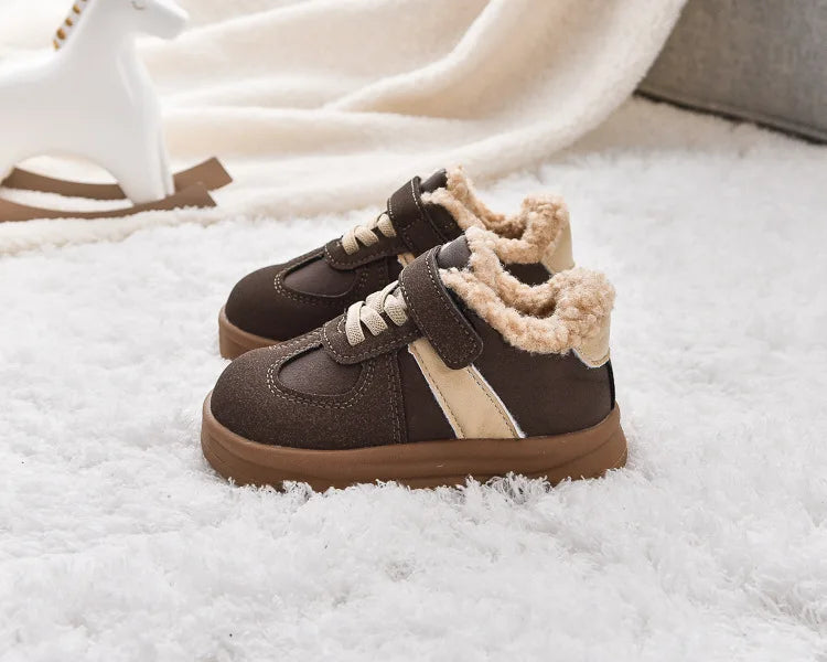 2025 Winter New Pulsh Fashion Trend Casual Sports Shoes for Childrens Anti Slip Warm Boys' Shallow Mouth Versatile Snow Sneakers