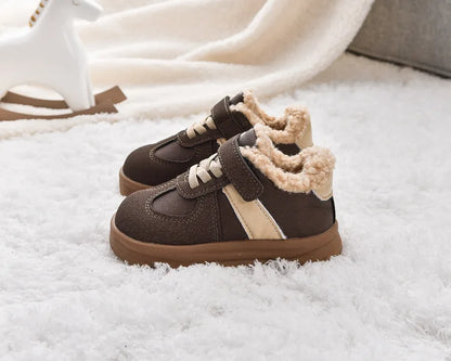 2025 Winter New Pulsh Fashion Trend Casual Sports Shoes for Childrens Anti Slip Warm Boys' Shallow Mouth Versatile Snow Sneakers