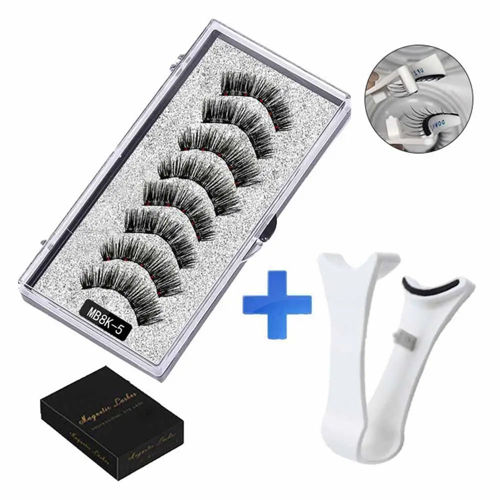 3D Natural Magnetic Eyelashes,With 5 Magnetic Lashes Shipping Box Eyelashes Handmade False Gift Reusable Support Drop Magne T6N2.
