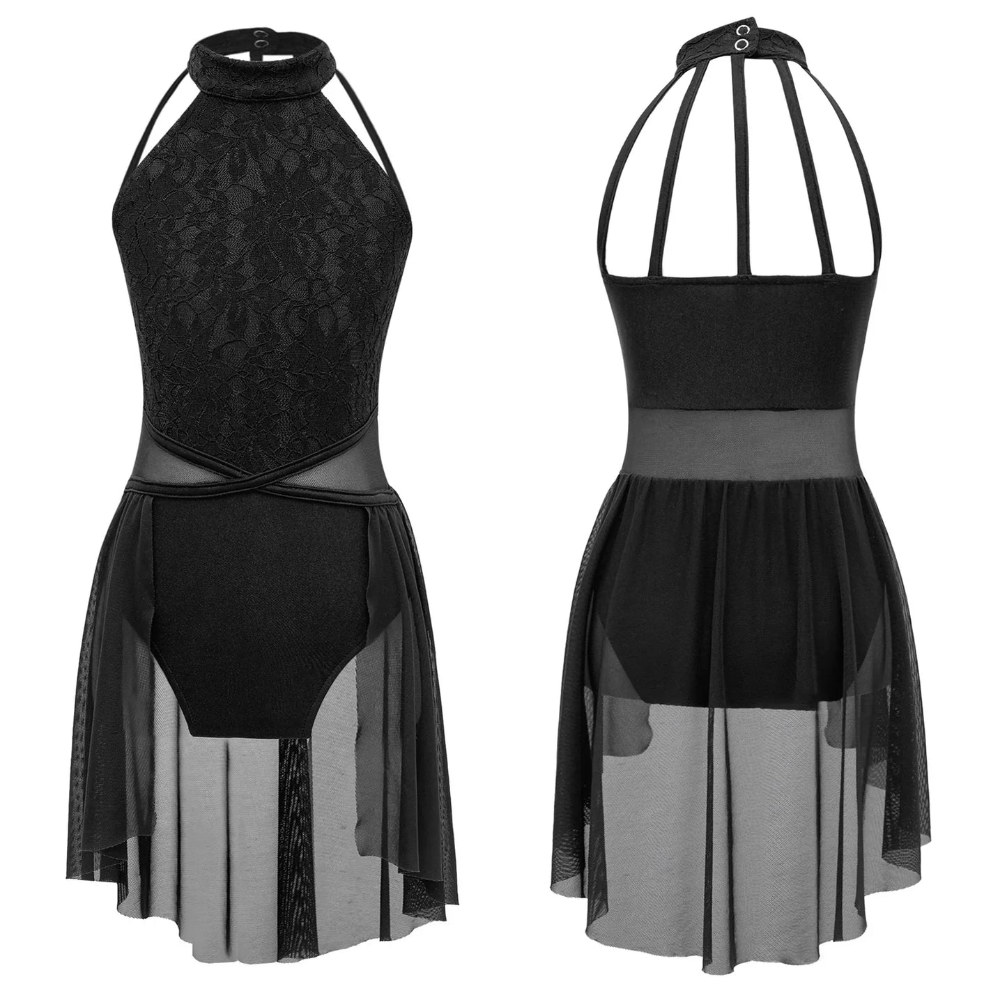 Mädchen Ballett Gymnastik Trikot lyrischen Tanz kleid ärmellose florale Spitze Tutu Tanz kleidung für Eiskunstlauf Bühnen performance