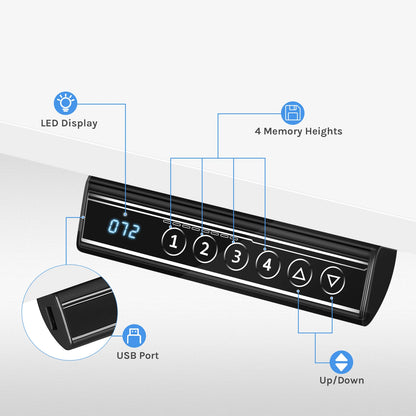 WOLTU Elektrischer stehender Computertisch, höhenverstellbarer, ergonomischer Arbeitstisch mit USB-Ladeanschluss und Speichersteuerung