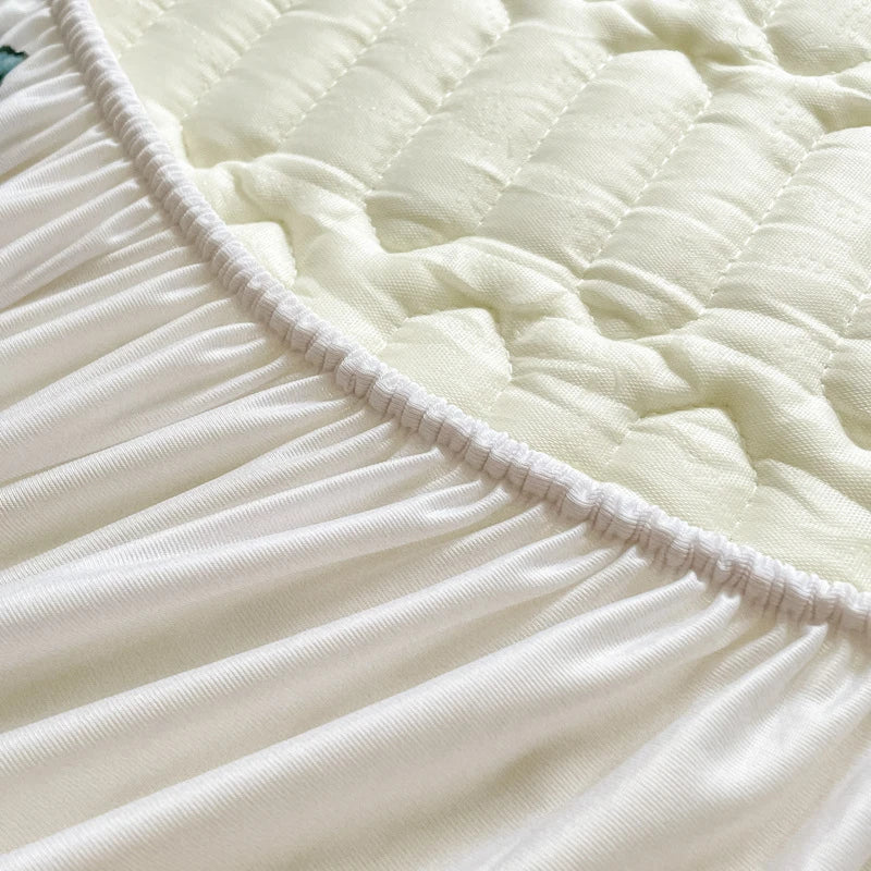 High Quilt Thicken Latex Cooling Mattress Cover Summer Cool Down Soft Bed Mat and Pillowcase Machine Washable Cold Feel Bed Pad.