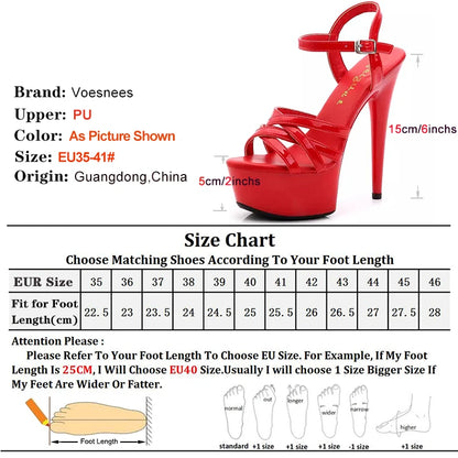 New 2024 Summer Fashion Sandals Sexy Open Toe 15CM High Heels Party Dress Wedding Nightclub Women Shoes Platform Stripper Heels.