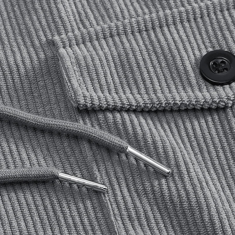 Men's Corduroy Jacket Stand-up Collar Slim Fit Retro Multi-pocket Workwear Commuter Coat for Spring And Autumn