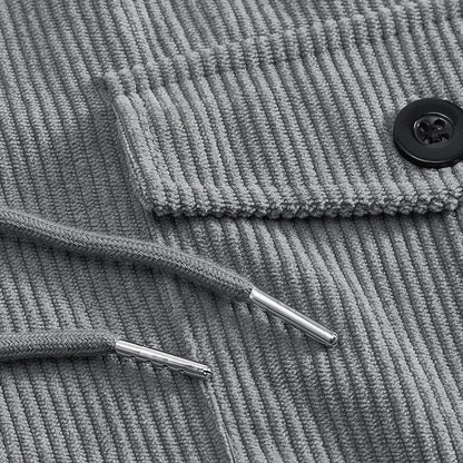 Men's Corduroy Jacket Stand-up Collar Slim Fit Retro Multi-pocket Workwear Commuter Coat for Spring And Autumn