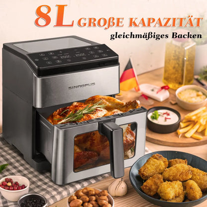 8L Electric Hot Fryer Oven Oilless Cooker Multi Function Air Fryers Smart Machine Viewing Window & LED Touch Control,Top Cheap.