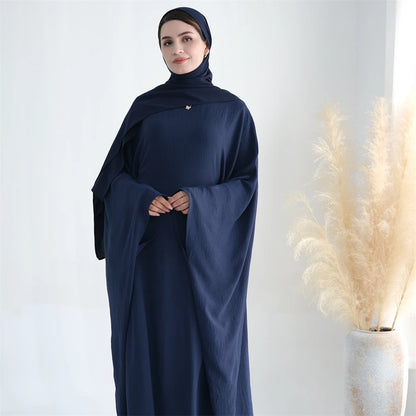 Ramadan Eid Baumwolle Leinen Khimar Abaya Set Dubai Muslim Sets Hijab Kleid Kaftan Abayas Kaftan Marocain Femme Vestidos Para Mujer