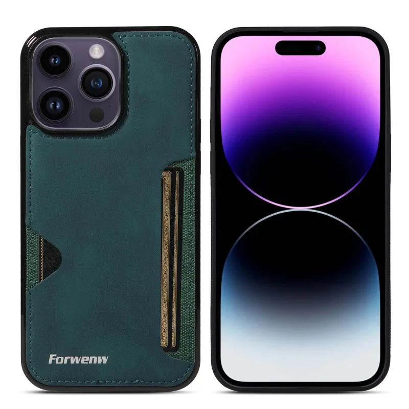 Retro Card Holder Phone Case for iPhone 16 15 14 13 12 11 Pro Max 16E Mini XS XR SE 7 8 Plus Busines Wallet PU Leather Cover