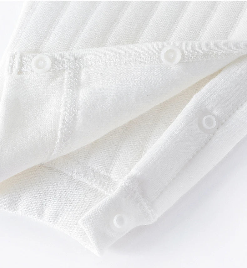 Einteiliges Outfit für Jungen und Mädchen, 100 % Baumwolle, langärmlig, Strampler für Neugeborene, solides Stricken, dünner Overall für Jahreszeiten.