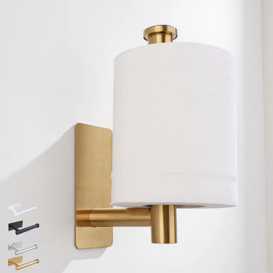 Selbstklebender Papierhalter aus Edelstahl, gebürstetes Gold, Schwarz, Weiß, Ständer für Küche, Badezimmer, Toilettenpapier, Handtuchrolle, Regal, Taschentuch zum Aufhängen