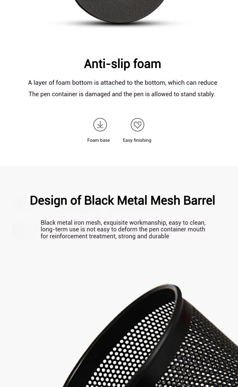 Deli Bleistifthalter für Büro, Schreibtisch, Metallgeflecht, quadratisch, rund, für Stifte, Topf, Tasse, Behälter, Organizer, langlebiges Federmäppchen.