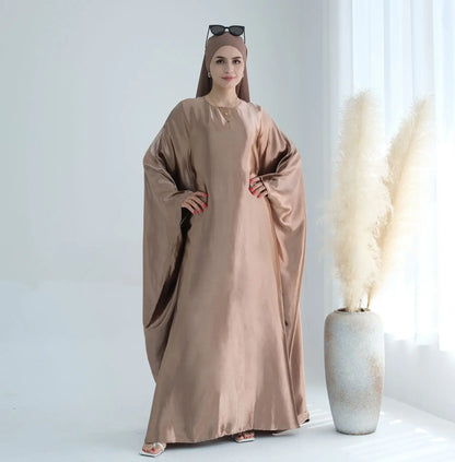 Batwing Butterfly Satin Abaya Dubai Luxury Muslim Kaftan Maxi Dress Abayas For Women Kebaya Robe Caftan Marocain Femme Vestidos.
