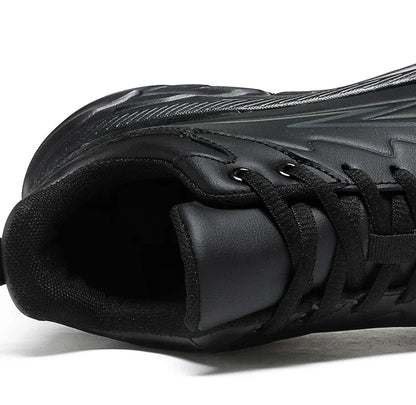 Black Leather Shoes for Men Height Increasing Winter Fashion Sneakers Plus Fur Warm Outdoor Cotton Casual Shoes Men Shoe Size 48.