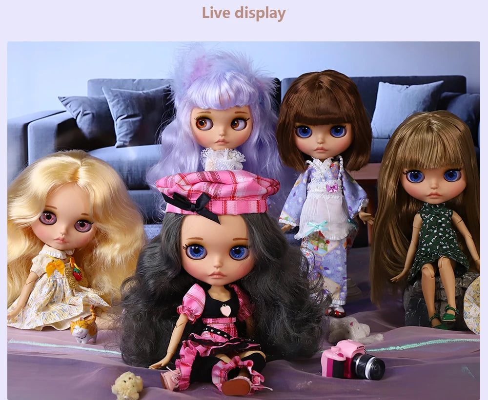 ICY DBS Blyth Doll BJD Joint Body tan Skin Matte Face Set Doll 1/6 30cm Girl Gift Anime SD.