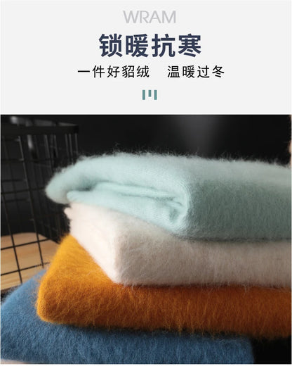 Men's 100% pure Mink Knitted Sweater Turtleneck Large Size Casual Pullover Autumn Winter New Base Shirt Men Warm High Lapels Top.