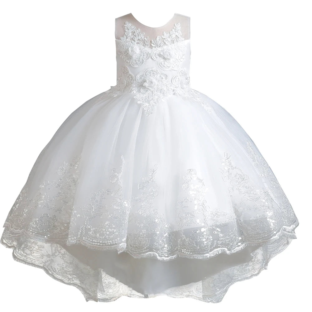 Herbst neue Kinder kleid Prinzessin Kleid Hochzeit Brautjungfer Hochzeits kleid flauschiges Kleid Spitze Trail bestickte Kinder kleidung.