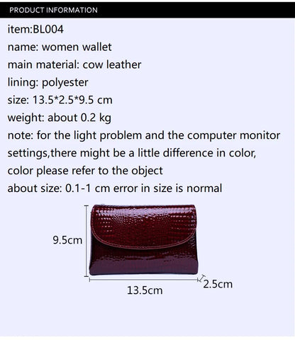 Magnetic Clasp Short Ladies Genuine Leather Wallet 2025 New Alligator Cow Leather Purse Woman RFID Card Holder Mini Clutch.