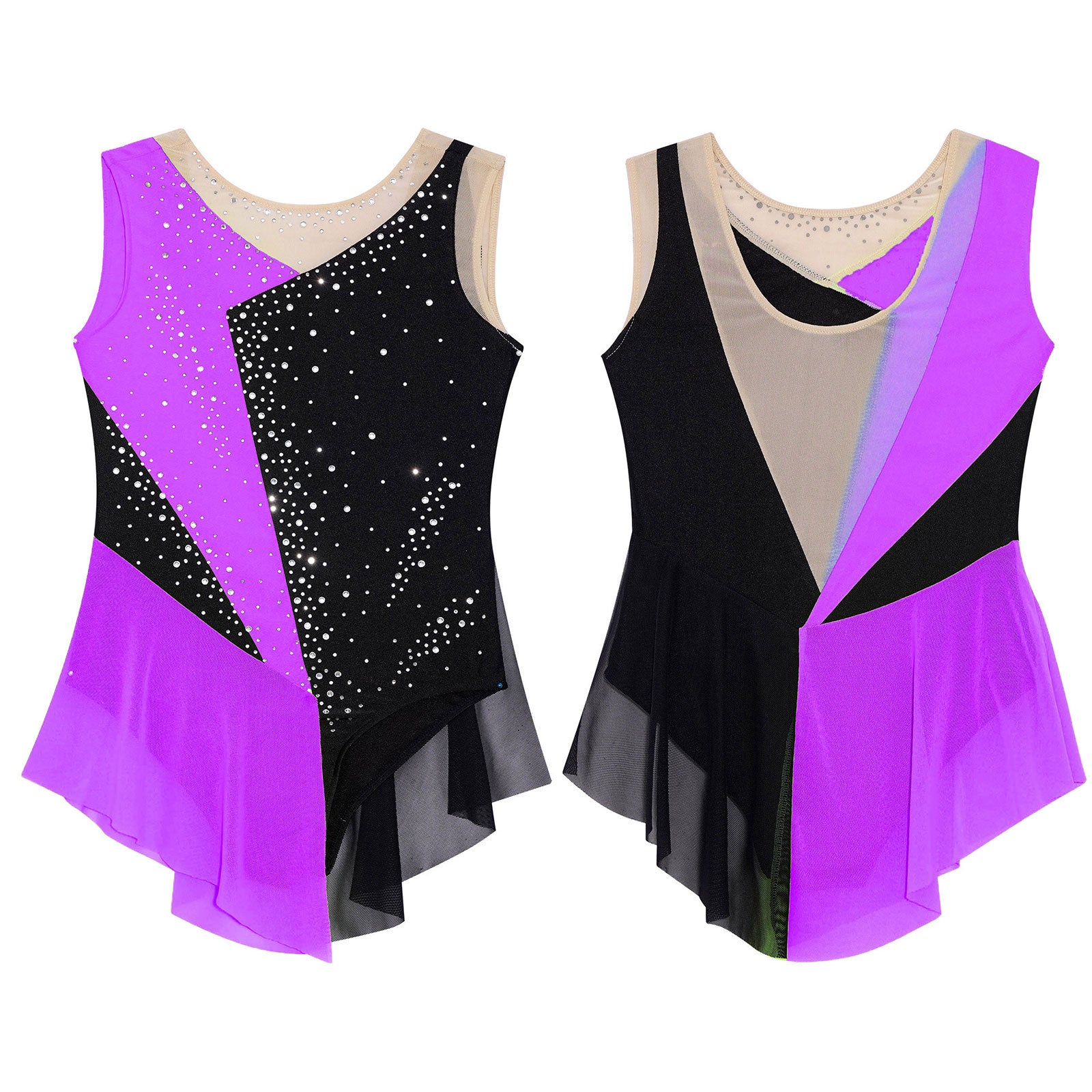6-16Y Mädchen Ärmelloses Eiskunstlauf Trikot Kleid Ballett Rhythmische Gymnastik Lyrical Dance Body Bühne Leistung Dancewear.