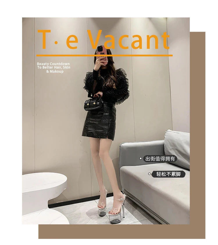 Platform sandals Girl shoes 20CM crystal Summer high heels ladies shoes on sale Pole Dance Pumps sandalias de mujer verano.