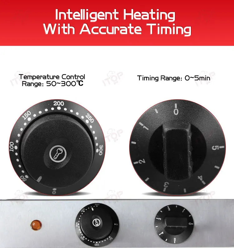 ITOP DM-4P Electric Mini Pizza Waffle Maker Tortilla Waffle Oven 4pcs Round Mold Electric Oven Round Pancake Machine.