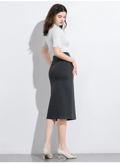 Women's Professional High Waist Long Pencil Skirt, Slim Fit Black Hip-hugging Skirt for Office Commute.