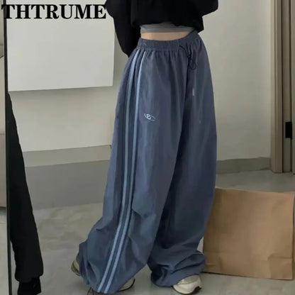Y2K Vintage Frauen Lose Hosen Übergroßen Hip Hop Kordelzug Tasche Mode Chic Cargo Pant Casual Büro Dame Baggy Neue Hosen.