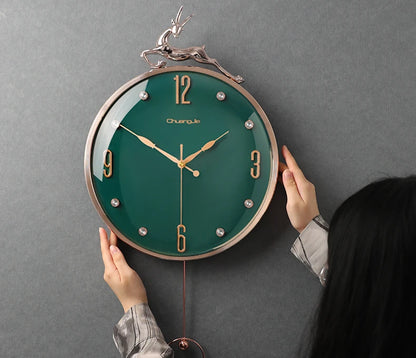13-Zoll-Wanduhr mit verheißungsvollem Hirsch, nordisches kurzes Design, Wohnzimmer-Dekoration, Küche, Stummschaltung, Uhren, Kunst, Wanduhr, Heimdekoration, NEU