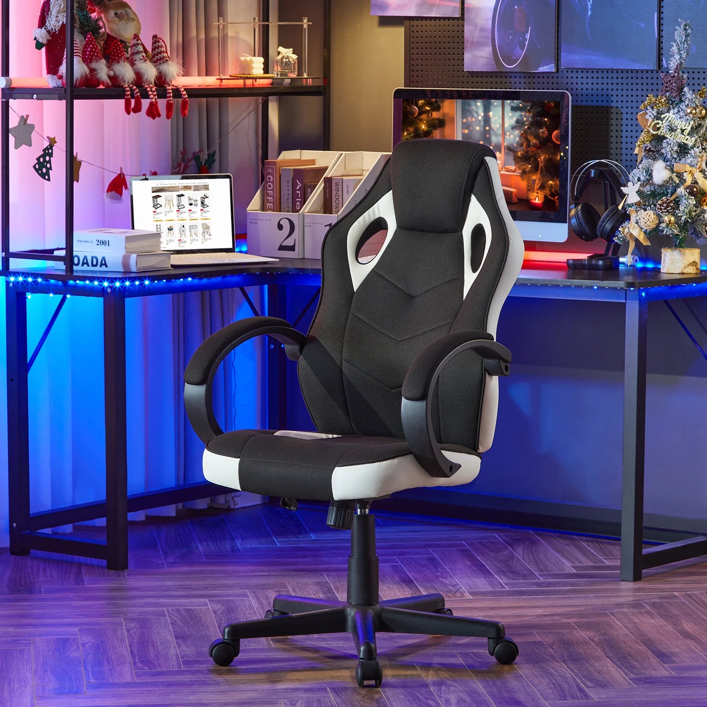 Ergonomisches Design, Gaming-Stuhl, Gamer-Sessel, Büro-Computerstuhl, Neigungsmechanismus, höhenverstellbar, 360° °   Drehbare hohe Rückenlehne