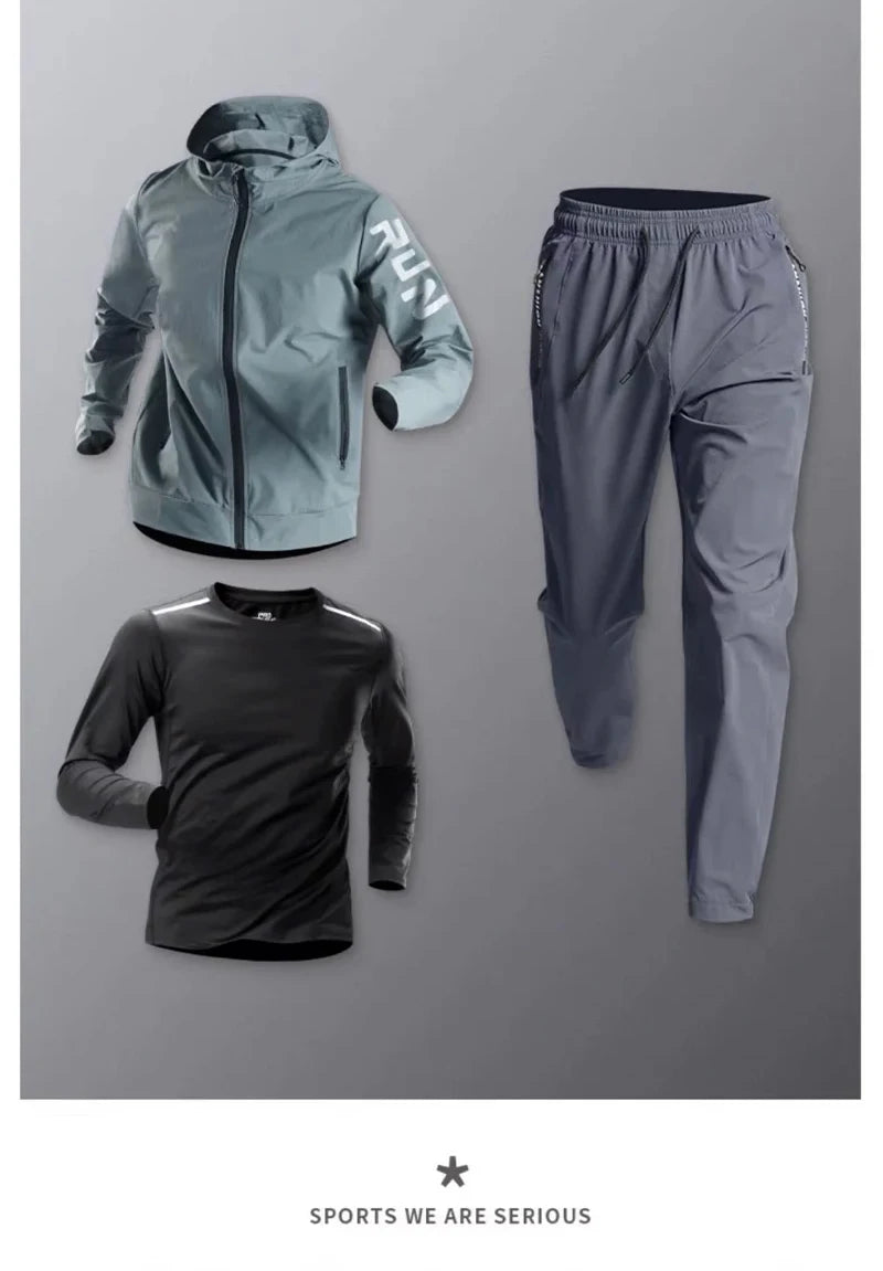 Men's Sportswear Set Quick-Dry Running Clothes Fitness Wear Morning Run Clothing Spring Autumn Basketball Training Jacket.