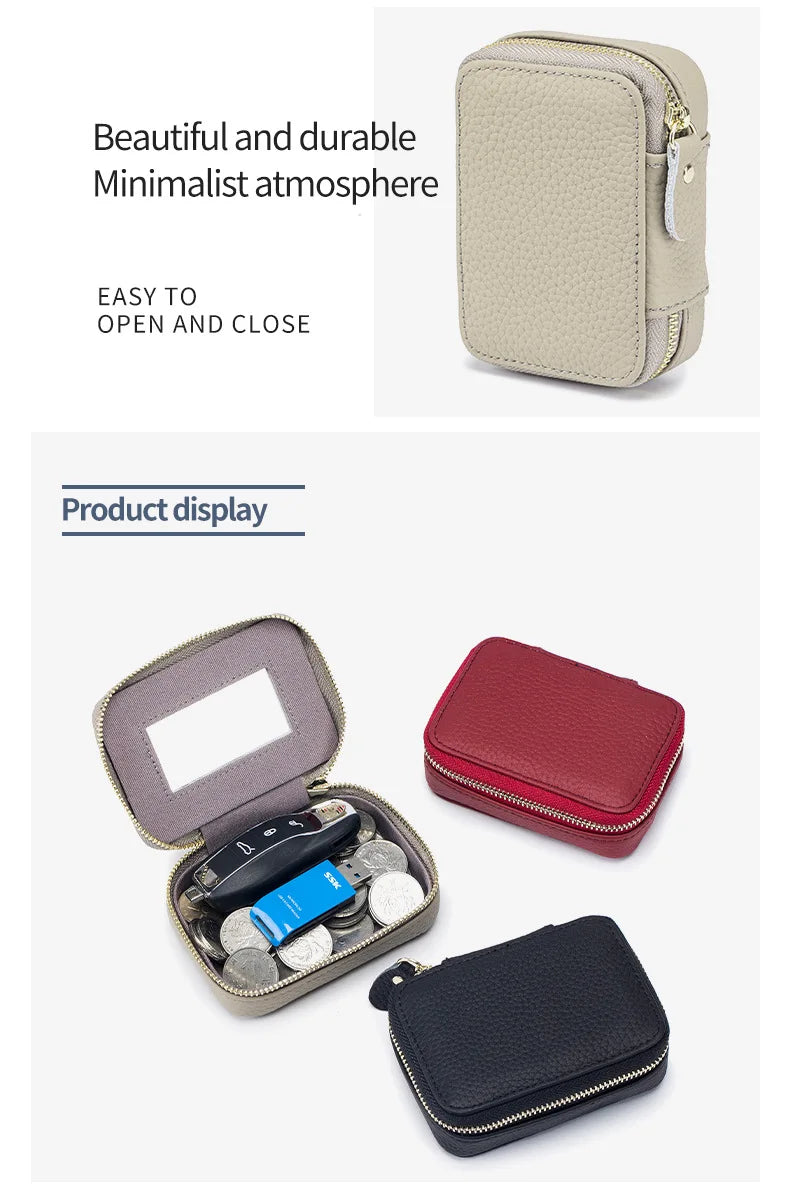 Lipsticks Case with Built-In Mirror Mini Cosmetic Bag Zipper Makeup Organizer Coin Pouch Travel Contact Lens Case Lipstick Purse.