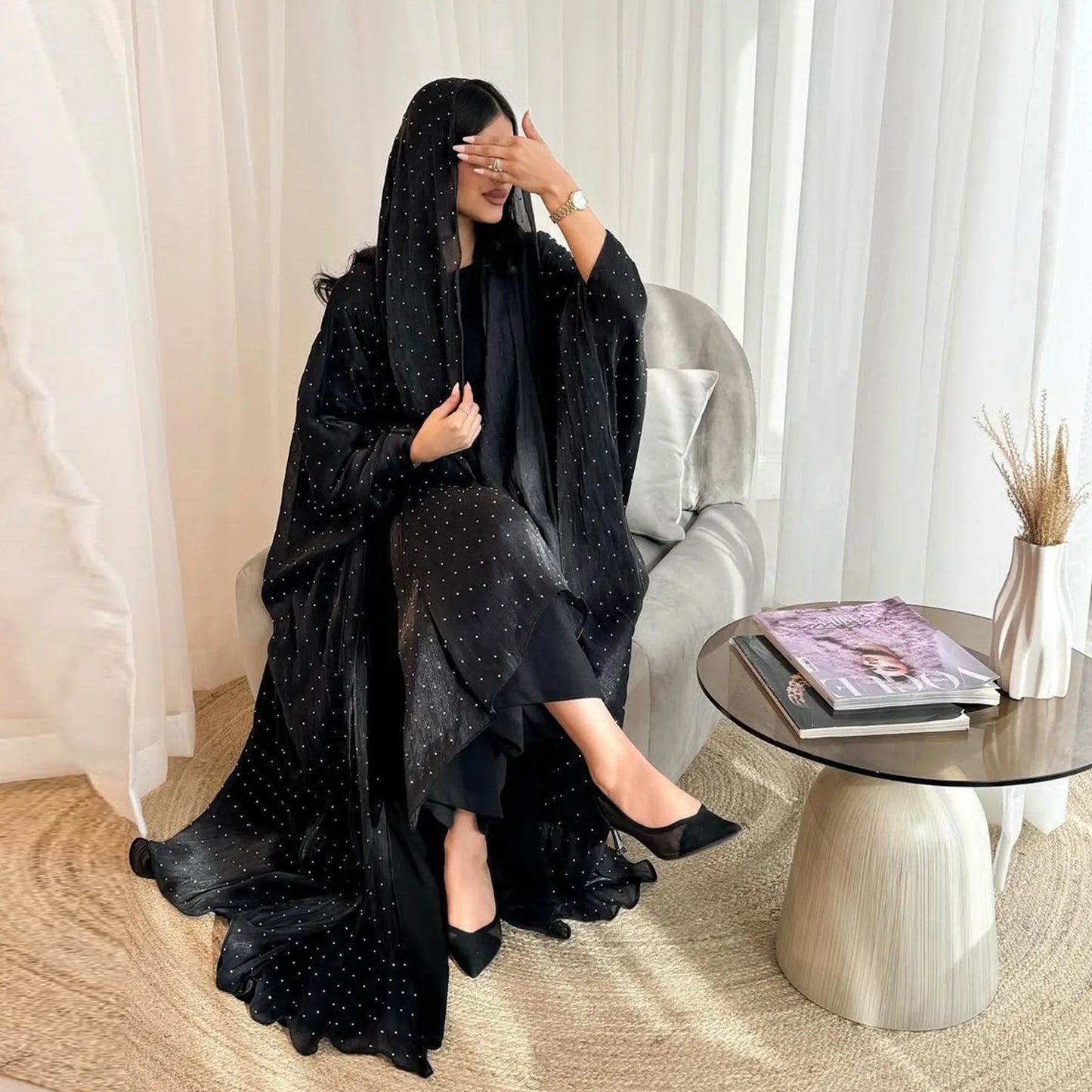Middle Eastern Islamic Three-Piece Clothing for Women Ramadan Muslim Modest Abaya Dress with Hijab 2025 New Turkey Kaftan Robe.