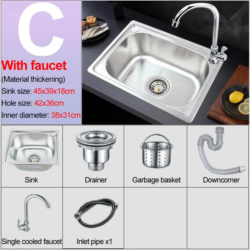 Verdickter Einzelschlitz aus Edelstahl 304 mit Halterung zum Aufhängen an der Wand, Waschbecken, Balkonbecken, Küchenwaschbecken, Waschbecken