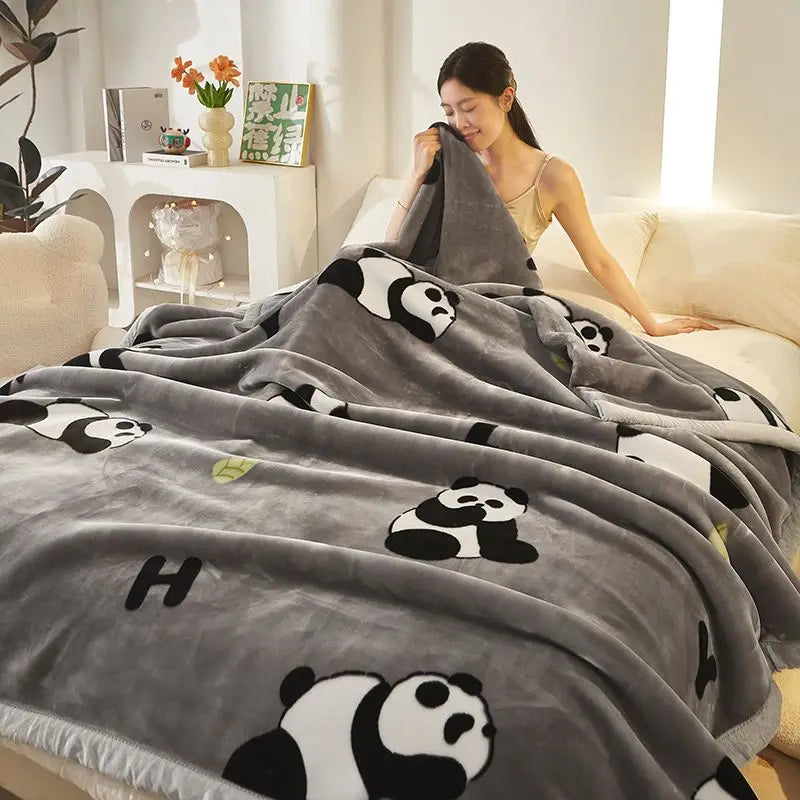 Red Rose Pattern Plush Blanket Upgraded Thickened Cold Resistant Quilt Multi Purpose Machine Wash Skin Friendly Bedding Sheet