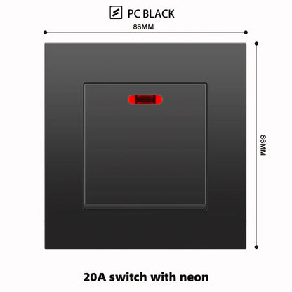 Schwarze UK 13A Wandsteckdose mit USB Typ C 18W Schnelllade-Steckdose, Wandsteckdose mit USB-Ladegerät, Schalter mit Steckdose