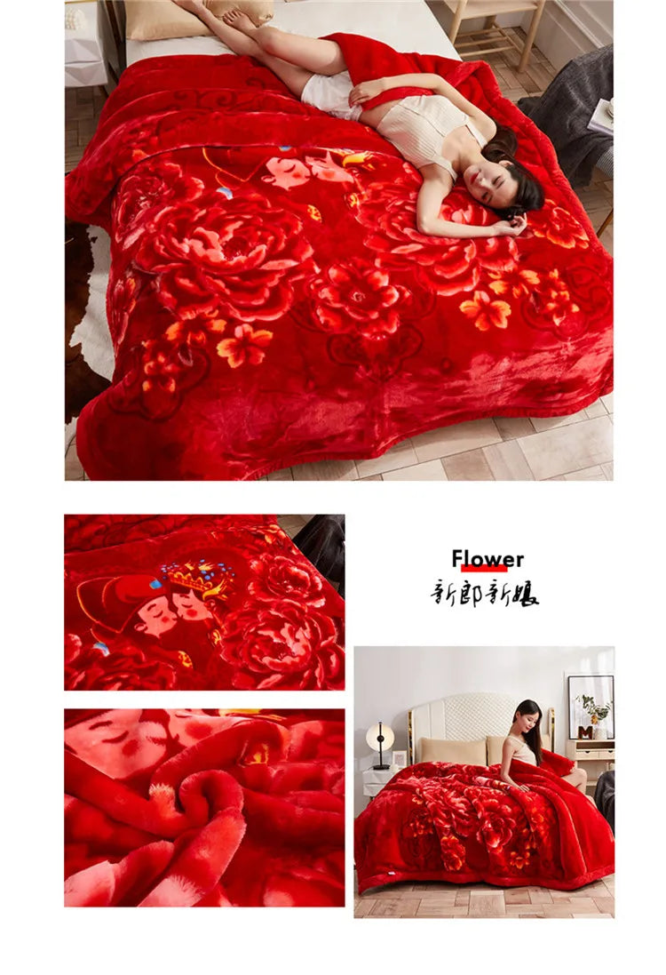 Double-layer Thick Plush Blanket Warm Skin Friendly in Winter Quilt Multiple Non Shedding Prints High Quality Bedding Article