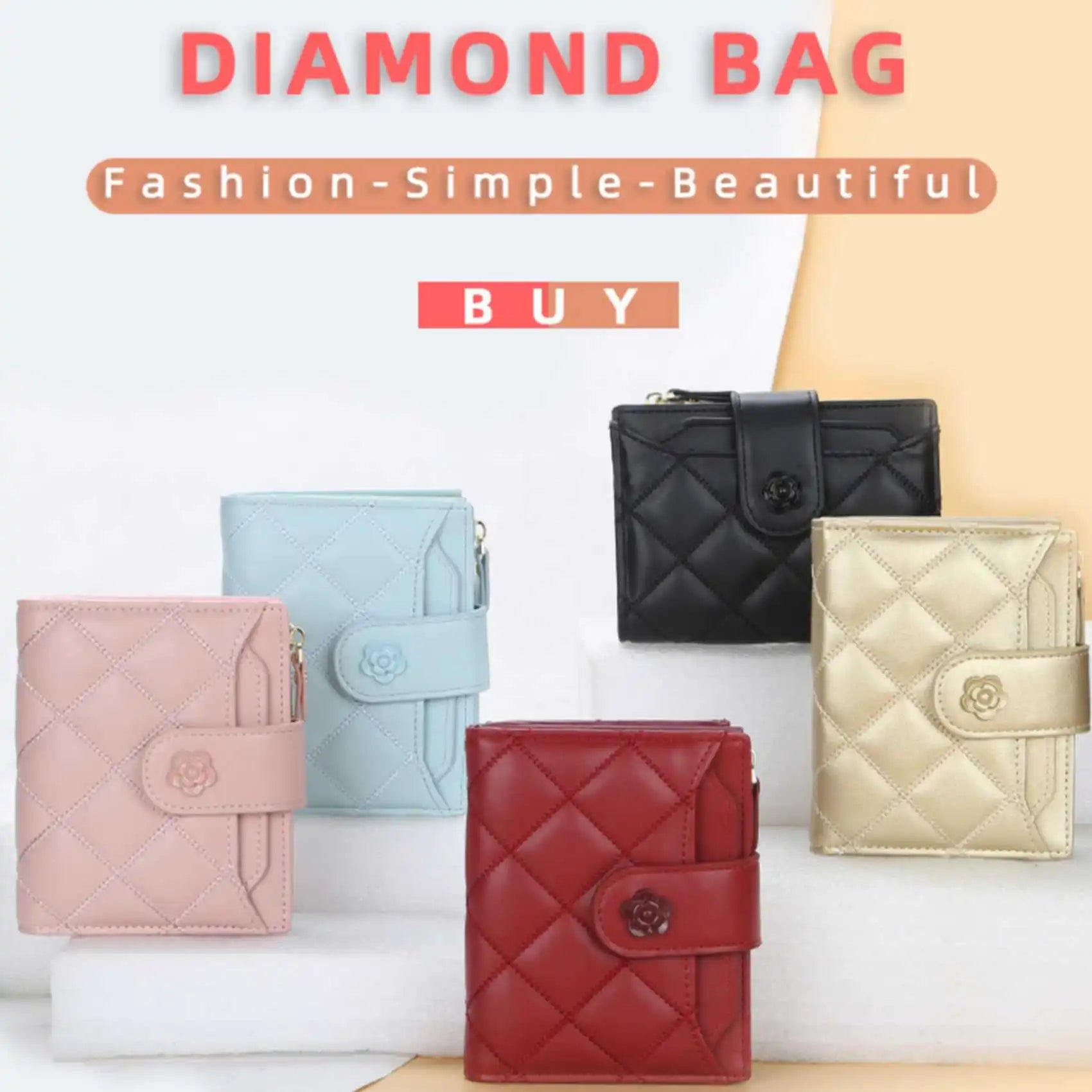 Argyle Multi-Card Trifold Zipper Coin Purse New Fashion Casual Women's Short Wallet Vertical Driver's License Buckle Card Holder.