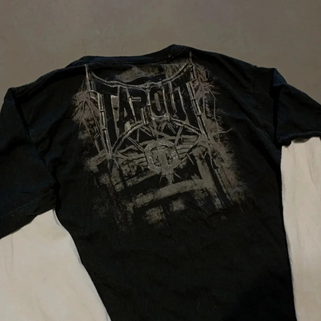 Y2K Oversized Long Sleeve Tapout T-Shirt Hip Hop Gothic Streetwear Unisex Couple Tee Summer Casual Fashion Round Neck Loose Fit.