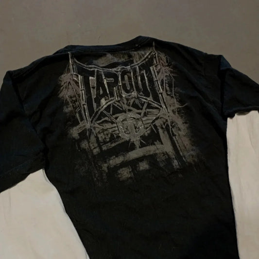 Y2K Oversized Long Sleeve Tapout T-Shirt Hip Hop Gothic Streetwear Unisex Couple Tee Summer Casual Fashion Round Neck Loose Fit.