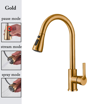 Kitchen Faucet Black Kitchen Tap  Pull Out  Kitchen Sink Mixer Tap Brushed Nickle Stream Sprayer Head Chrome Kitchen Water Tap