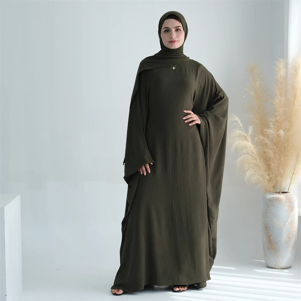 Ramadan Eid Baumwolle Leinen Khimar Abaya Set Dubai Muslim Sets Hijab Kleid Kaftan Abayas Kaftan Marocain Femme Vestidos Para Mujer.