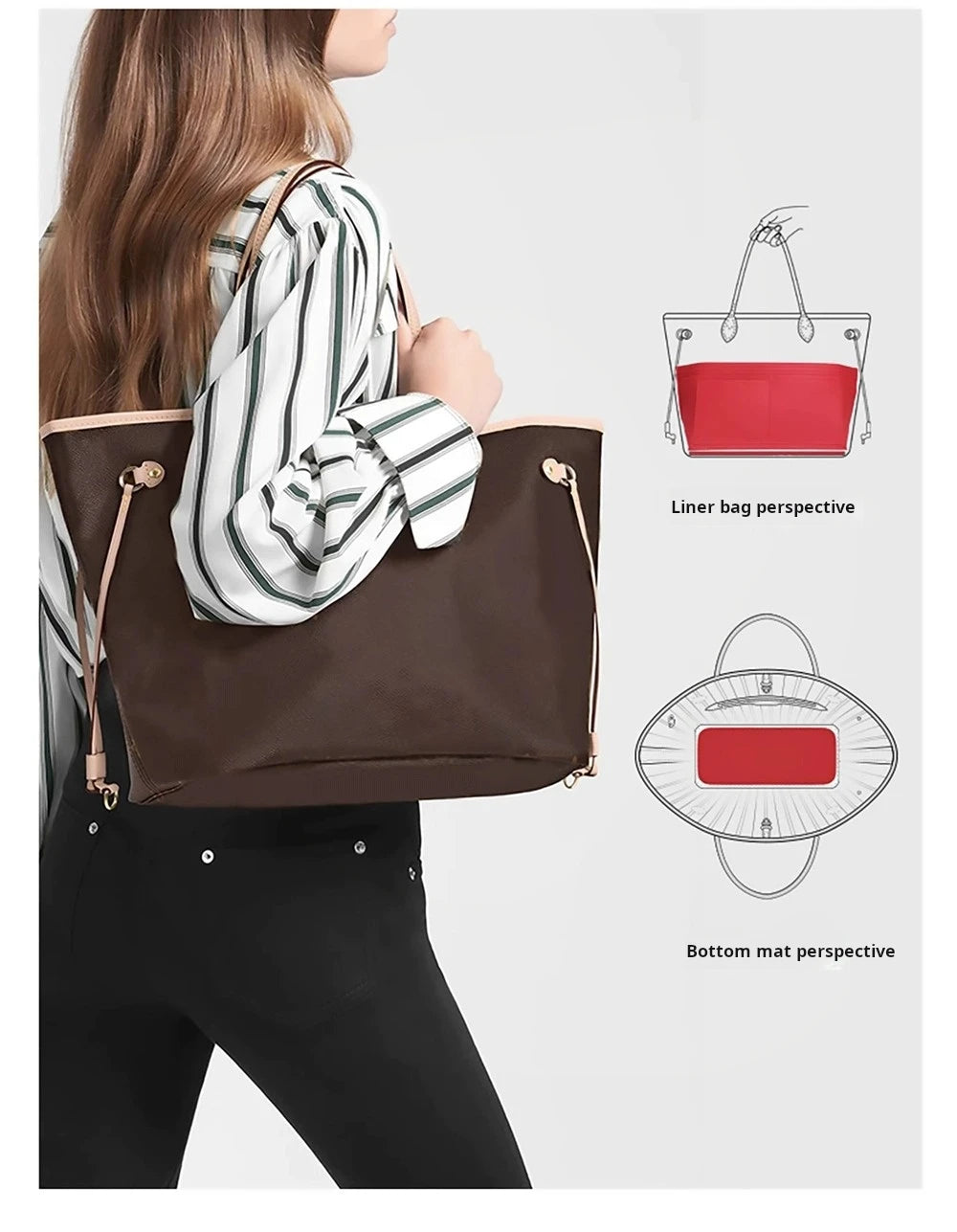 Purse Organizer Insert for Handbags, Felt Bag Organizer for Tote & Purse, Tote Bag Organizer Insert, for lv neverfull.