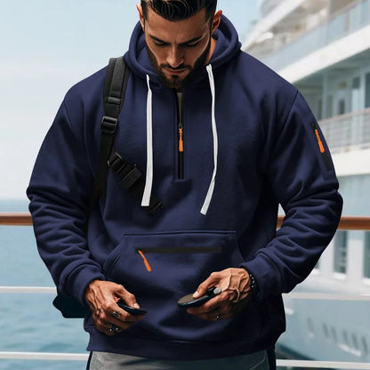 Men's Loose Fit Heavyweight American-Style Casual Sportswear Jacket fleece Lined Hooded Sweatshirt for Winter
