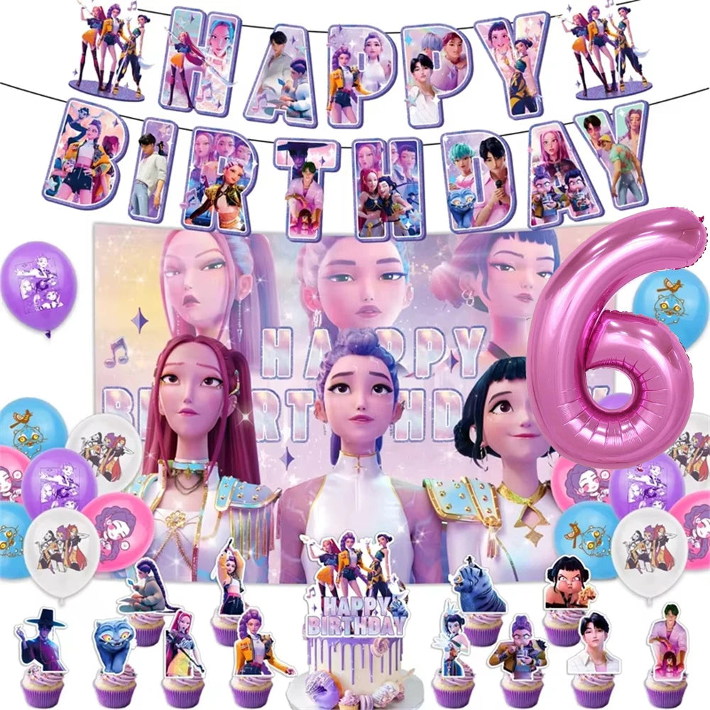 Neue Kpop Dämon Jäger Thema Einweg Geschirr Set Party Liefert Huntrix Saga Jungen Kuchen Topings Geburtstag Party Dekoration