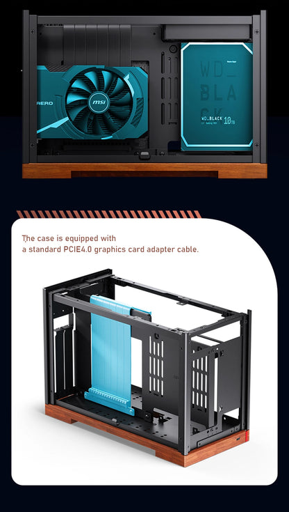 Jonsbo T9 Aluminum Alloy ITX Chassis Computer Desktop Host Shell Type-C 11L Small PC Case With PCIE 4.0 GPU Adapter Cable.