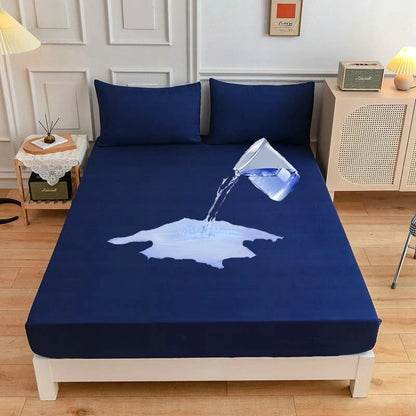 Kuup Safe Waterproof Mattress Protector Soft Comfortable Breathable Solid Color Fitted Bedding Cover No Pillowcases Included.