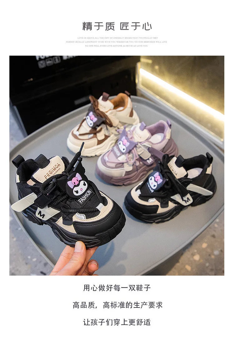 Anime Girls Kuromi Autumn New Board Shoes Sanrio Sports Dad Shoes Children Cartoon Kawaii Comfortable Breathable Casual Shoes.