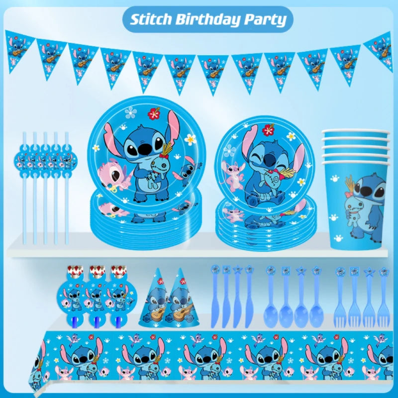 Disney Lilo und Stitch Geburtstag Party Dekoration Geschirr Tasse Teller Tischdecke Luftballons Thema Party liefert Banner Hintergrund.
